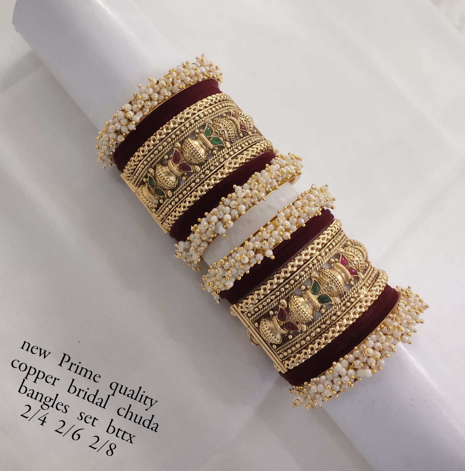 Gold Plated Velvet Bangel Set